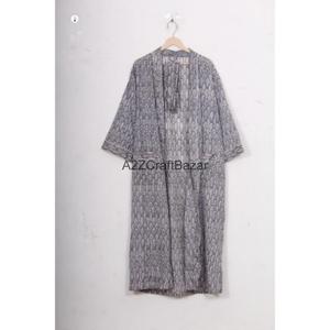 Vestido Romántico Hecho a Mano 100% Algodón con Estampado Floral, Cuello en V, Cierre con Cordón, Largo Completo, Manga Tres Cuartos, Transpirable, para Invierno - Product Image 2