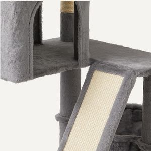 Torre per Gatti da Interno Certificata FSC con Posti di Arrampicata e Tiragraffi a Più Livelli, 152,7 cm H, Grigia, per Attività dei Gattini - Product Image 3