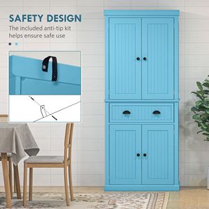 Armadio Dispensa da Cucina Blu Scuro a 4 Ante con 3 Ripiani Regolabili (183 cm) - Product Image 6