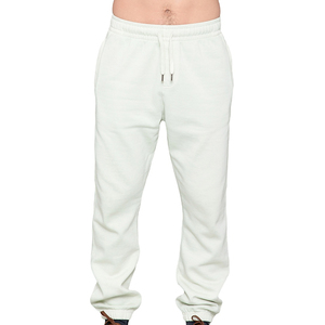 <b>Men's</b> <b>White</b> Cotton Sweatpants Elastic Waist Drawstring Casual Joggers Midweight Plain Dyed Autumn Wear - Product Image 1