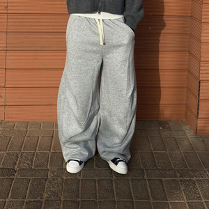 <b>Men's</b> High Quality 100% Cotton Embroidered Breathable <b>Baggy</b> Oversized Sweat Pants Wide Leg Casual <b>Trousers</b> - Product Image 4