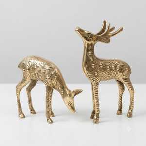 Juego de 2 Figuras de Ciervo Hechas a Mano en Latón, Esculturas de Animales Tradicionales para Decoración de Mesa de Habitación Infantil - Product Image 3