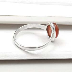 Bague en pierre de cornaline naturelle avec certificat IGI, argent sterling 925, pierre ovale, bijoux bohèmes pour filles et garçons - Product Image 4