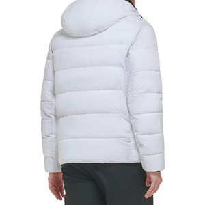 <b>Men's</b> <b>White</b> Hooded Down Coat Casual Regular Fit Polyester Outerwear with Zipper Closure For <b>Mens</b> - Product Image 2