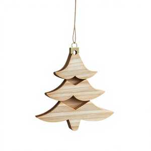 Ornement de Noël en bois écologique, décoration suspendue artisanale en bois naturel pour la décoration des fêtes - Product Image 1