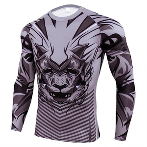 Camiseta de Compresión de Manga Larga para Hombre, Cuello Redondo, Absorbe la Humedad, Ajustada, Deportiva, con Estampado Sublimado, Ropa Deportiva de Manga Larga - Product Image 4