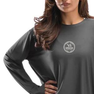Active <b>Top</b> Long Sleeve <b>Women's</b> T-Shirt Dark Grey Color Breathable Quick Dry Lightweight Sports Gym Fitness Running Workout - Product Image 4