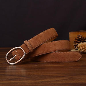 Cinturón de diseño de alta calidad, tendencia de moda vintage, cinturón informal de cuero vacuno y gamuza con hebilla de aleación cosida a mano para mujer - Product Image 6