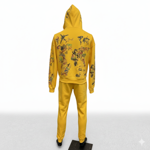Ensemble sweat à capuche et jogging streetwear graffiti personnalisé haut de gamme, survêtement en molleton de coton entièrement zippé pour hommes et femmes - Product Image 2
