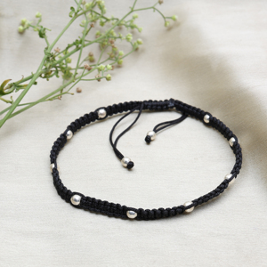 Wholesale Black Macrame Fine Charm <b>Bracelet</b> Silver Beads Adjustable Closure Adjustable Women's Bohemia Cord Wedding Jewelry Bulk - Product Image 2