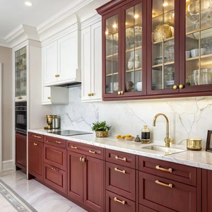 2026 Modern Shaker Birch Solid Wood Antique Kitchen Cabinet Set Plywood Panel Center Island RTA Lacquer Finish for Home Project - Product Image 1