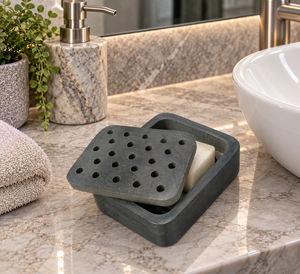 Lot de 8 accessoires de salle de bain de luxe : Porte-savon et support en pierre faits à la main, étanches, rectangulaires 9x11cm – Vente en gros du fabricant - Product Image 1