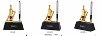 Trophée de cricket portable plaqué or avec porte-stylo, gravure et moulage pour activités promotionnelles