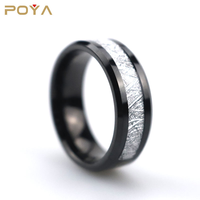 Bague en carbure de tungstène noir avec incrustation de texture de météorite argentée, alliance de mariage polie de 8 mm pour homme, bijoux Galaxy en gros