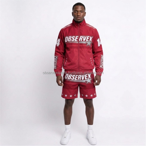 Conjunto Cortavientos de Dos Piezas Estilo Urbano, Chaqueta y Pantalones Cortos Personalizados, Traje Deportivo Reflectante con Cremallera, Cortavientos de Nylon de Dos Piezas - Product Image 2