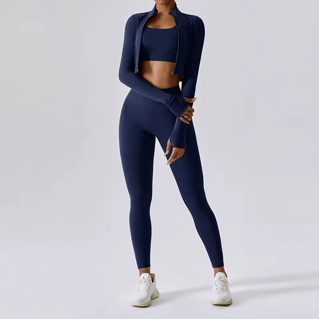 Factory Direct Sale Women Yoga Solid Mid Waist Elastic Waist Breathable Lightweight Quick Dry Eco-Friendly Spandex/Nylon 2-Piece