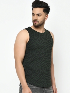 Camiseta sin mangas con estampado animal para hombre, cuello redondo, estilo casual, tejido ajustado - Product Image 1