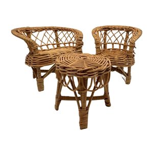 Luxury High Quality Rattan Doll <b>Sofa</b> Set Furniture Wholesale Factory Price Hot Sale Children Toy Handmade Furniture Set - Product Image 1