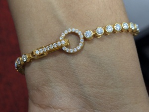 <b>Cute</b> Lab Grown Diamond 9K Solid Gold White/Yellow/Rose Gold Round Brilliant Cut Engagement Bangles Unisex Certified Jewelry - Product Image 5
