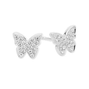 Butterfly Lab Diamond Stud Earrings 10K 14K Solid Gold Round Lab Grown Diamonds Dainty Fine Jewelry Elegant Anniversary Everyday - Product Image 5