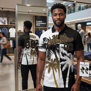 Camiseta Polo de Rendimiento Personalizada de Micah Corporation, Diseño en Blanco y Negro, Impresión por Sublimación, Colección 2026 para Hombre - Product Image 3