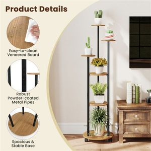 6 Tier Smart Plant <b>Stand</b> with RGB Light Strip & Remote <b>Control</b> Smart APP for Home Decor Natural Color Smart Pots & Planters - Product Image 6