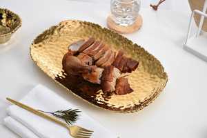 Stainless Steel Metal Decorative <b>Tray</b> With <b>Gold</b> Handles Modern Design Handcrafted <b>Serving</b> Dish For Tableware Display Server <b>Tray</b> - Product Image 6