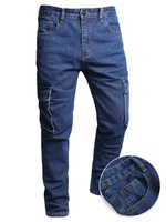 Jean en denim bleu pour homme, de haute qualité, écologique, séchage rapide, coupe droite légère, multipoches latérales