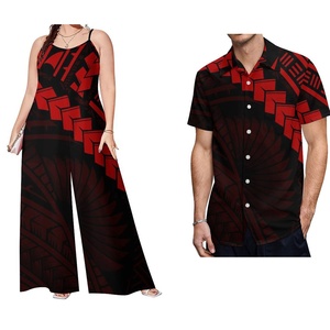 Último Diseño Polinesio, Camisa Casual de Manga Corta para Hombre y Romper para Mujer, Conjuntos de 2 Piezas al por Mayor, Conjuntos Samoanos para Parejas - Product Image 3