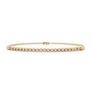 Pulsera de cadena minimalista de oro macizo de 14K con diamantes cultivados en laboratorio engastados en bisel, pulsera de tenis con diamantes redondos para mujer - Product Image 3