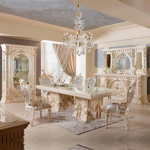 Luxury Neoclassical Style Dining Room Furniture Set Mahogany Wood Rectangular Dining Table Elegant Carved with <b>Buffet</b> <b>Cabinet</b> - Product Image 3