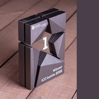 Trophée personnalisé en bois et verre, plaque de gagnant géométrique personnalisée avec logo pour événement d'entreprise, concours, service de conception