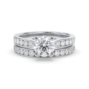 Round Shoulder <b>Set</b> <b>Ring</b> With Matching Band 0.80 Ct Lab Grown Diamond In 18K <b>Gold</b> And Platinum - Product Image 1