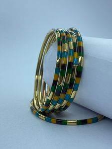 Brazalete Geométrico de Acrílico Chapado en Oro, Pulsera Abierta de Latón con Resina Acética Irregular para Mujer - Product Image 4