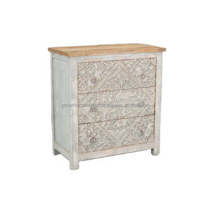 2024 muebles tallados en madera hechos a mano almacenamiento cabecera con 3 cajones muebles de sala de estar de lujo mesitas de noche asequibles - Product Image 1