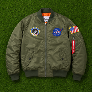 Custom Men's MA-1 Flight Bomber <b>Jacket</b> Space Mission Patches Green Windproof Tactical <b>Pilot</b> <b>Jacket</b> Streetwear Coat - Product Image 2