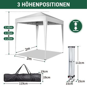 Gazebo Pop-Up 6.5x6.5ft, Tenda Pieghevole Portatile per Esterni, Riparo dal Sole per Patio e Campeggio, Facile da Montare per Auto e Terrazze - Product Image 1