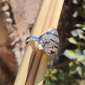 Unisex 925 Sterling Silver Statement Ring Handmade Pear Black Rutilated Quartz <b>Diamond</b> Gold Plated <b>Wedding</b> Gift Wholesale Supply - Product Image 3