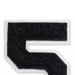 Parches personalizados 3D de chenilla con bordado floral y números rectangulares, distintivos negros para toalla, apliques termoadhesivos para chaquetas universitarias y gorras, al por mayor - Product Image 2