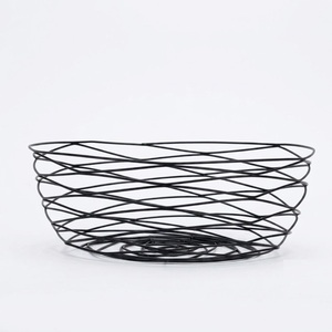 Best Quality Matte Black Metal Wire Fruit Bowl <b>Large</b> Decorative Geometric Fruit <b>Basket</b> For Kitchen <b>Storage</b> Iron Holder - Product Image 3
