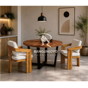 Modern Scandinavian <b>Wood</b> <b>Dining</b> Set 4 Piece Comfortable <b>Solid</b> Back Chairs <b>Round</b> <b>Table</b> Home Furniture - Product Image 4