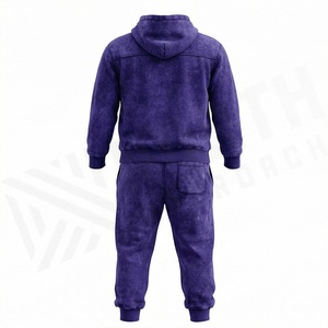 Ensemble survêtement vintage délavé personnalisé pour homme : pantalon évasé et sweat à capuche – Idéal pour la gym, le fitness, le streetwear et le jogging - Product Image 2