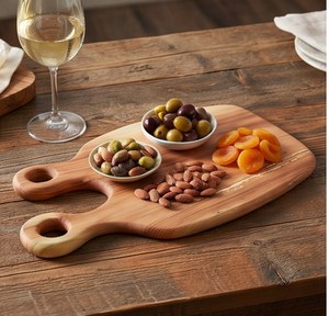 Tabla de cortar de madera de olivo con asas de doble orificio, tabla de cortar de grano natural para cocina - Product Image 4