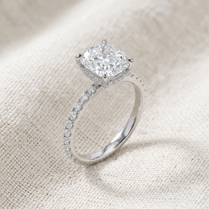 Anillo de Compromiso de Oro Blanco de 14K con Diamante Corte Cojín, Anillo de Boda Solitario, Certificado IGI, de Lujo para Mujer - Product Image 4