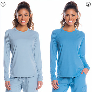 Hauts médicaux unisexes à manches longues, respirants et confortables, en tricot 100% coton, couleur personnalisable, pour usage hospitalier, sous-vêtements. - Product Image 4
