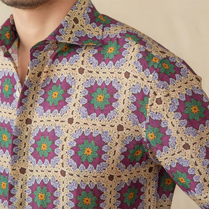 Camisa Casual de Primavera para Hombre, 30% Lino, Estampada, Cuello Windsor, Transpirable, de Alta Calidad, Manga Larga - Product Image 2