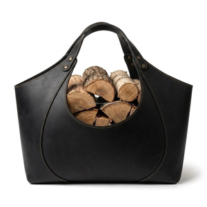Sac de transport robuste en cuir véritable et bois pour bûches, fait main, pour poêle extérieur LWC-0086 - Product Image 6