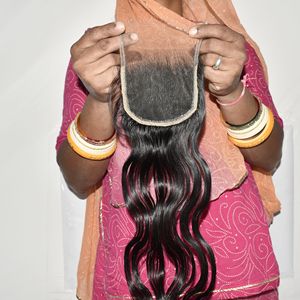 Extensiones de Cabello Humano Natural Ondulado Profundo 4x4 HD con Cierre, Color Natural, Fabricación India, Cutícula Alineada, Doble Trama a Máquina - Product Image 5