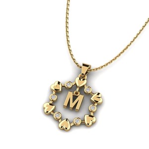 M Initial Pendant 925 Silver Moissanite Alloy Zircon <b>Letter</b> <b>Charm</b> Classic Style Unisex Jewelry Gift - Product Image 2