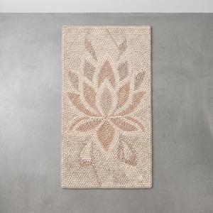 Tapis d'intérieur en laine tissé à la main, couleur unie crème beige, motif fleur de lotus, antidérapant, à poils moyens, texture minimaliste, décoration moderne pour la maison - Product Image 1